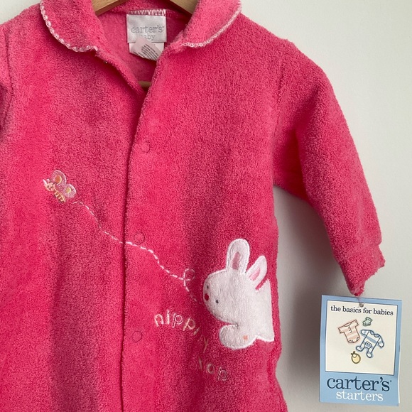 Carter's Other - Carter's NWT Pink Plush Footed One-Piece with Bunny Applique